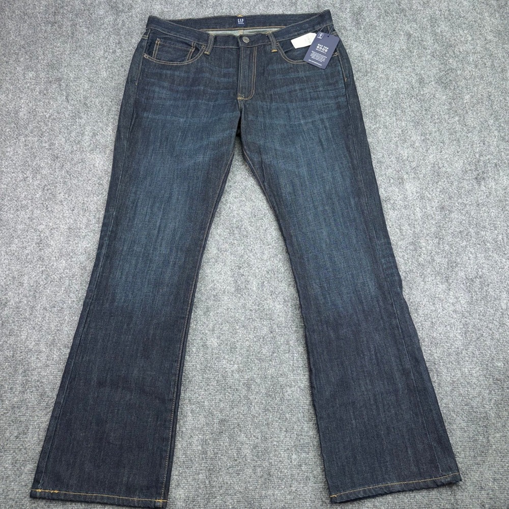 Gap 1969 Jeans Men's 34‎ (Fits 36x32) Dark Blue Boot Rockaway 100% Cotton NWT